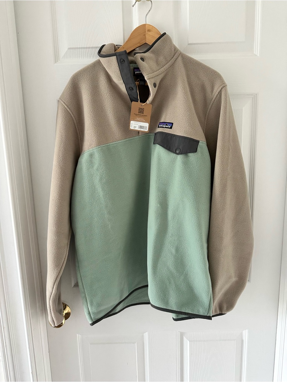 NWT Patagonia Men’s Synchilla Fleece Snap Pullover - Ellewood Sage Green & Taupe
